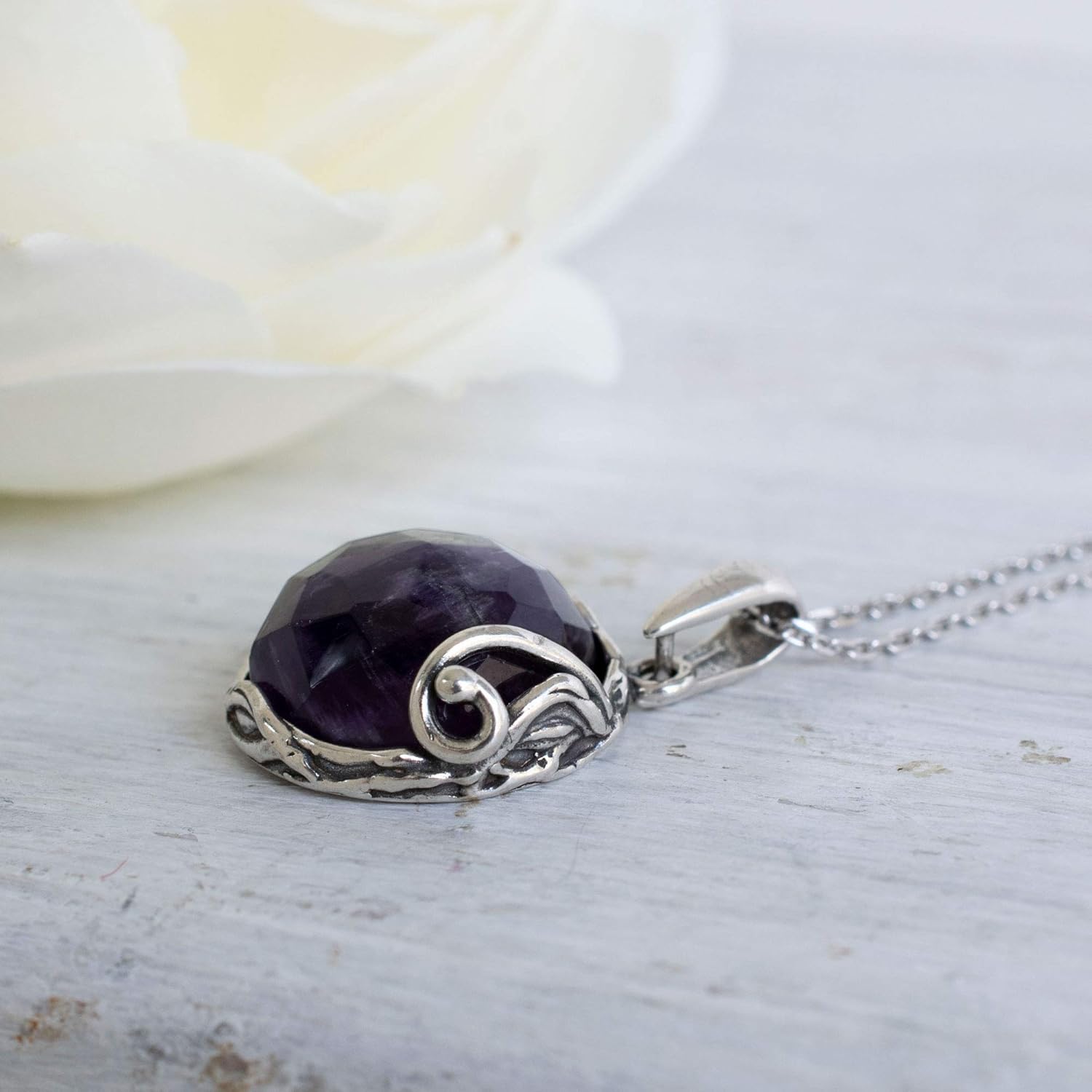 ADITA GOLD 925 Sterling Silver Amethyst Necklaces for Women - February Birthstone - Silver Pendant Necklaces - Statement Necklace Silver - Everyday Jewelry Silver - Necklace Amethyst - Image 9