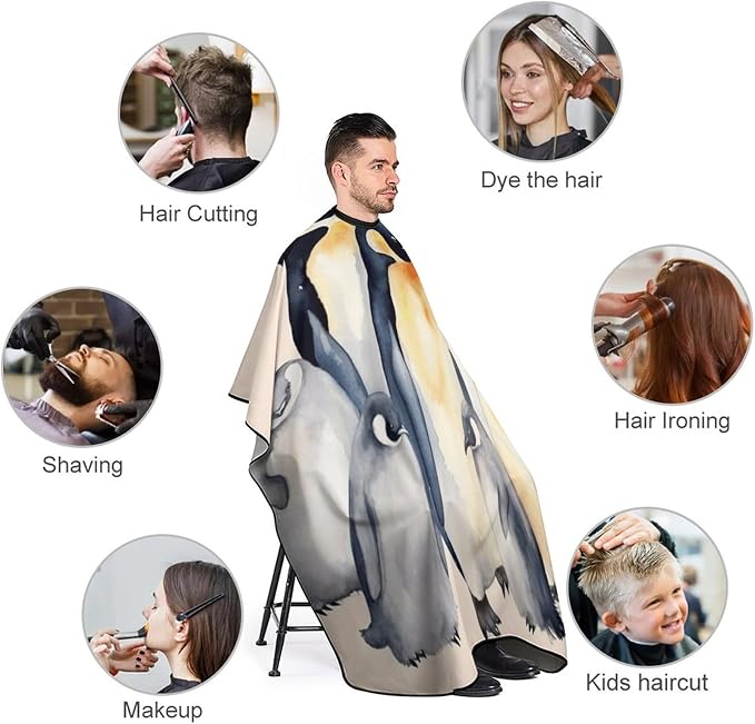 Capa para corte de cabello con patrón de pingüinos miniatura 3