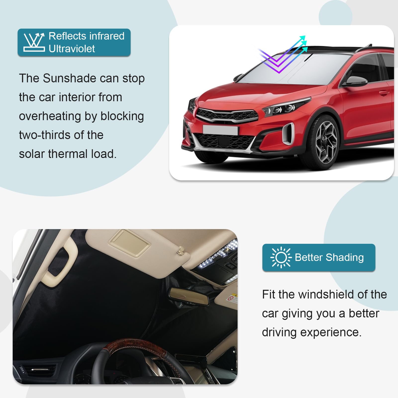 [Aggiornamento] CDEFG Compatibile con Kia Ceed Proceed XCeed SW GT 2018-2025 2026 Parasole Coperture Parabrezza Anteriore Parasole Parabrezza Auto Parasole Accessori