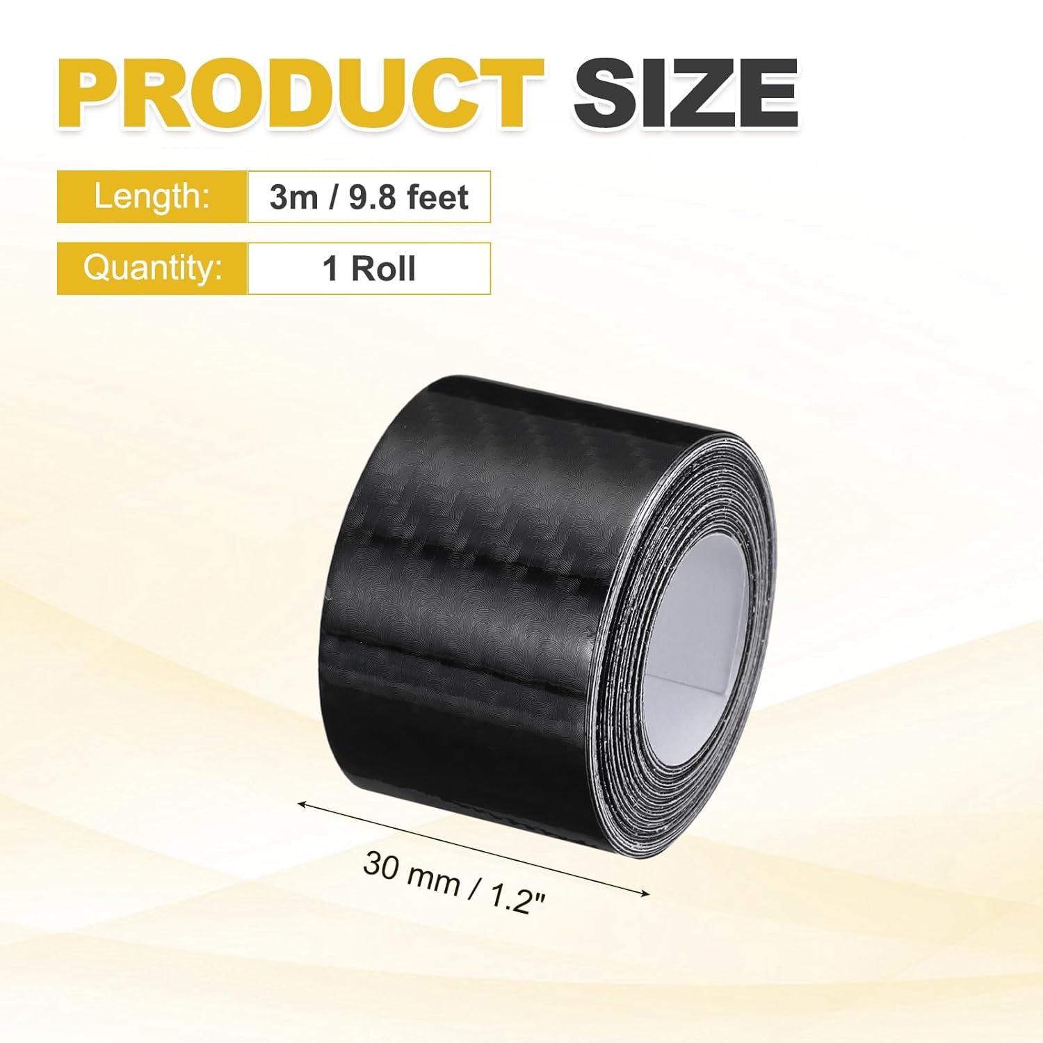 PATIKIL 1.2" x 9.8ft Black Carbon Fiber Air-Release Adhesive Vinyl Tape Roll, 6D Universal Anti-Scratches Vehicle Protection Vinyl Wrap Film for Car Trucks RVs SUV