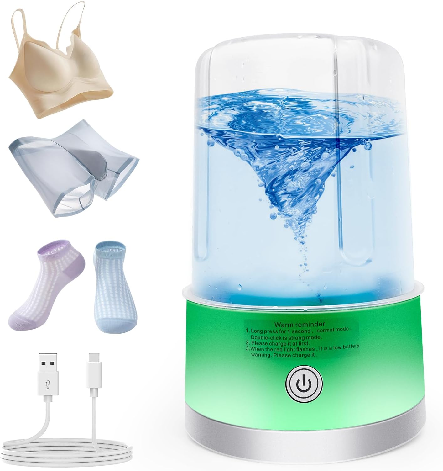 Underwear Washing Machine | Compact Deep Cleans Socks, Baby Clothes, Small Laundry | Portable Mini Washer for Apartment, Dorm, Hotel, Travel & Camping | Quiet Energy-Efficient (Green-UK)