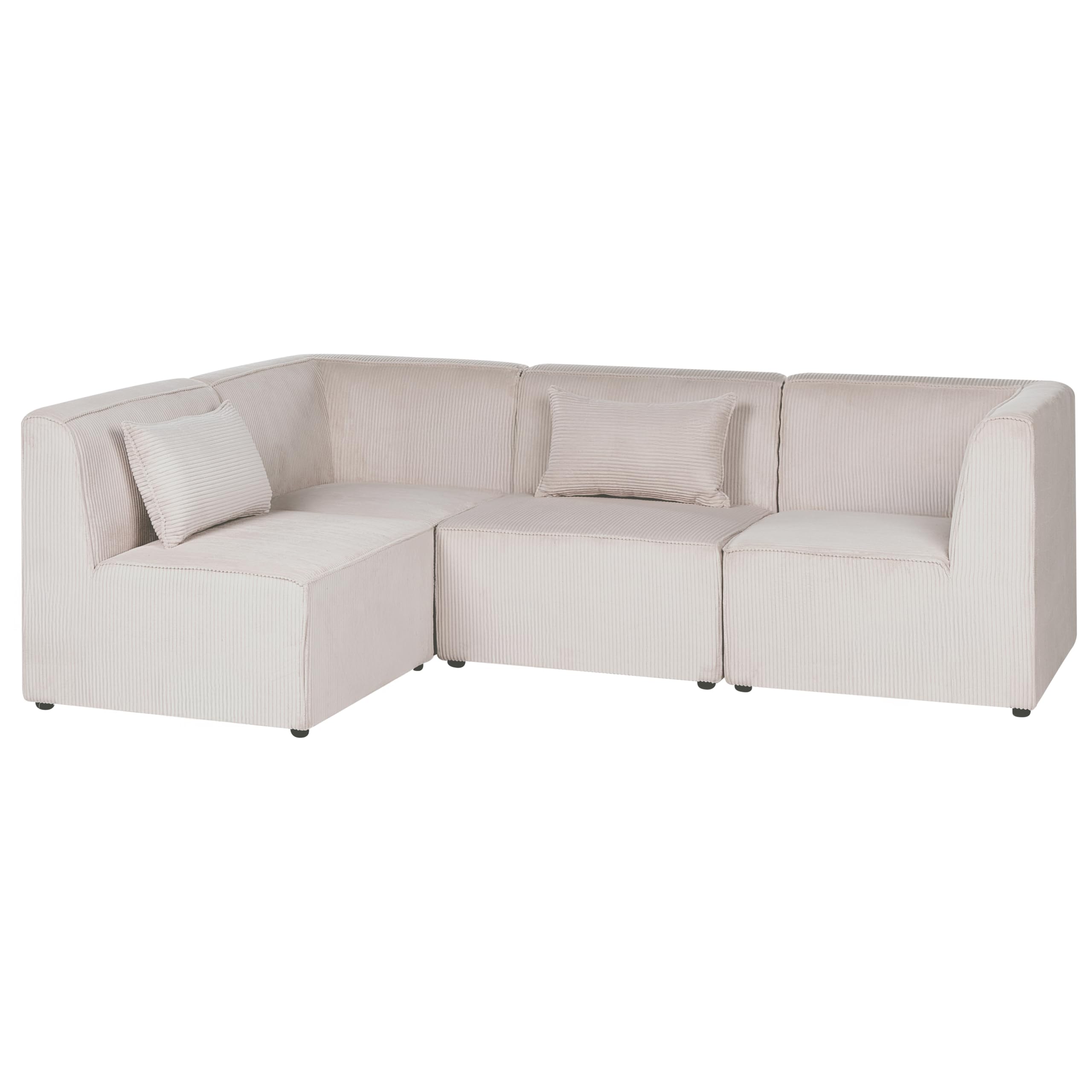 Sofa narożnik prawostronny modułowa 4-osobowa kanapa sztruksowa beżowy Lemvig