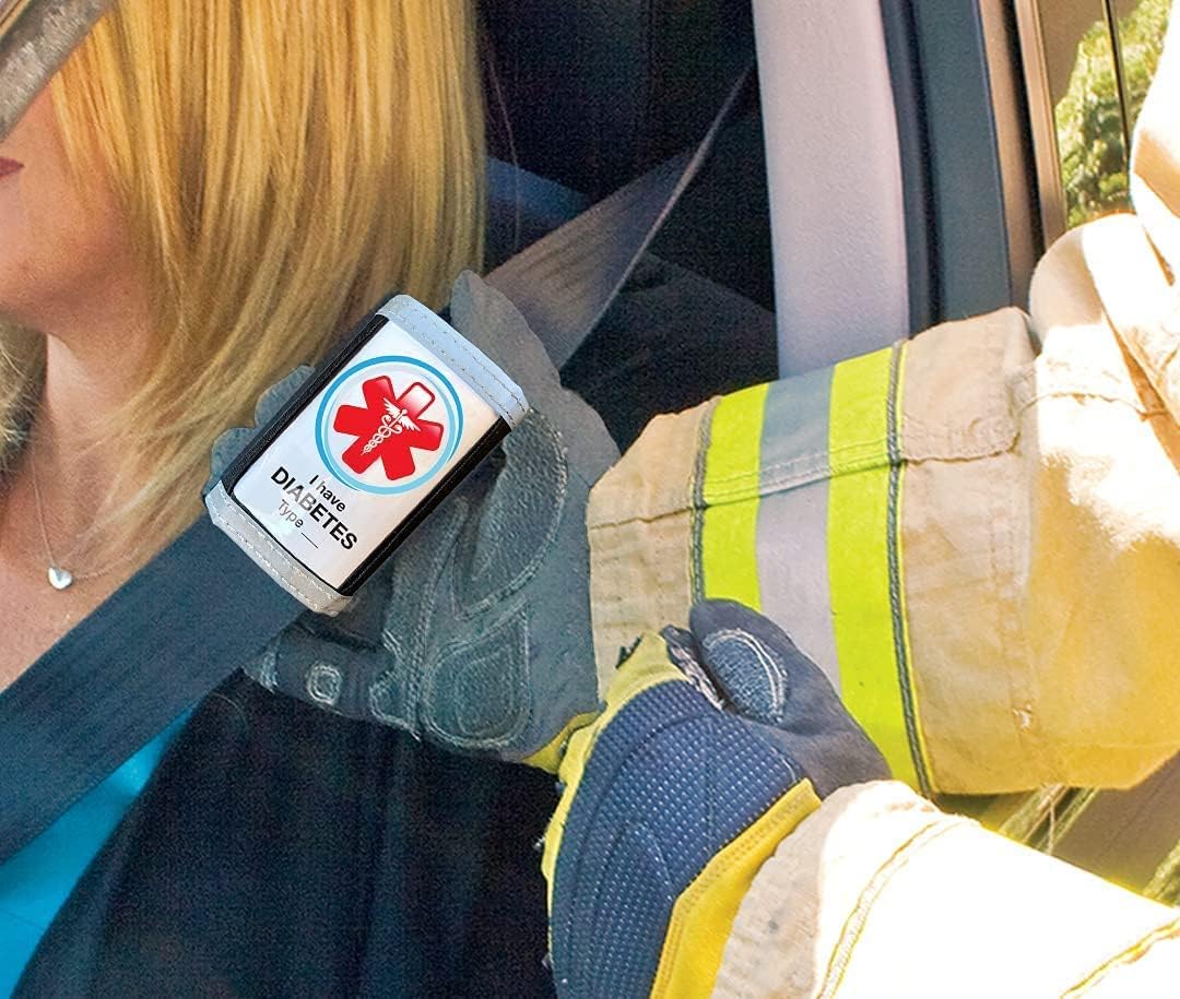 Diabetes Alert Seat Belt Cover– Diabetic Awareness Seatbelt Medical ID Type 1 Type 2 Prediabetic- List Medications, Allergies, Diet, Emergency Ph.#s, Insulin Info, Health History +PDF form! by MediPal