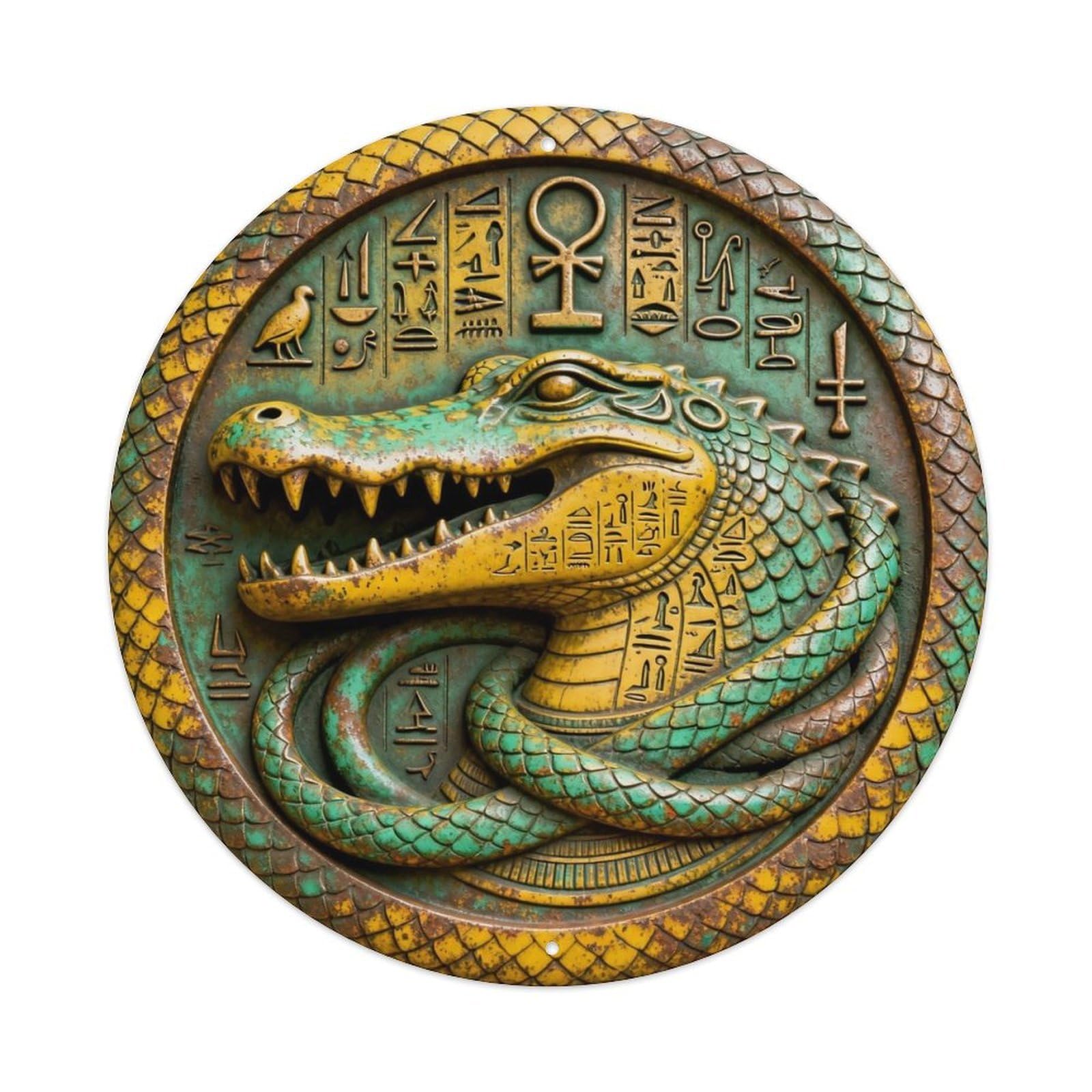 Egypt Sobek Crocodile God Hieroglyph Metal Tin Sign Plaque