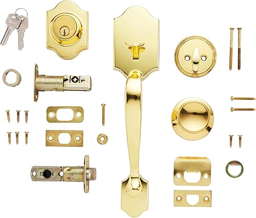 Miniatura 3 de Tienda Basics Juego de manijas con palanca Shelby - Cilindro simple - Latón pulido - 6 paquetes 1 caja