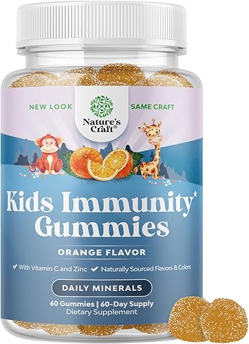 Gomitas de apoyo a la inmunidad para niños, deliciosas gomitas de vitamina C con zinc y equinácea para niños, veganas, sin gluten y sin gelatina,