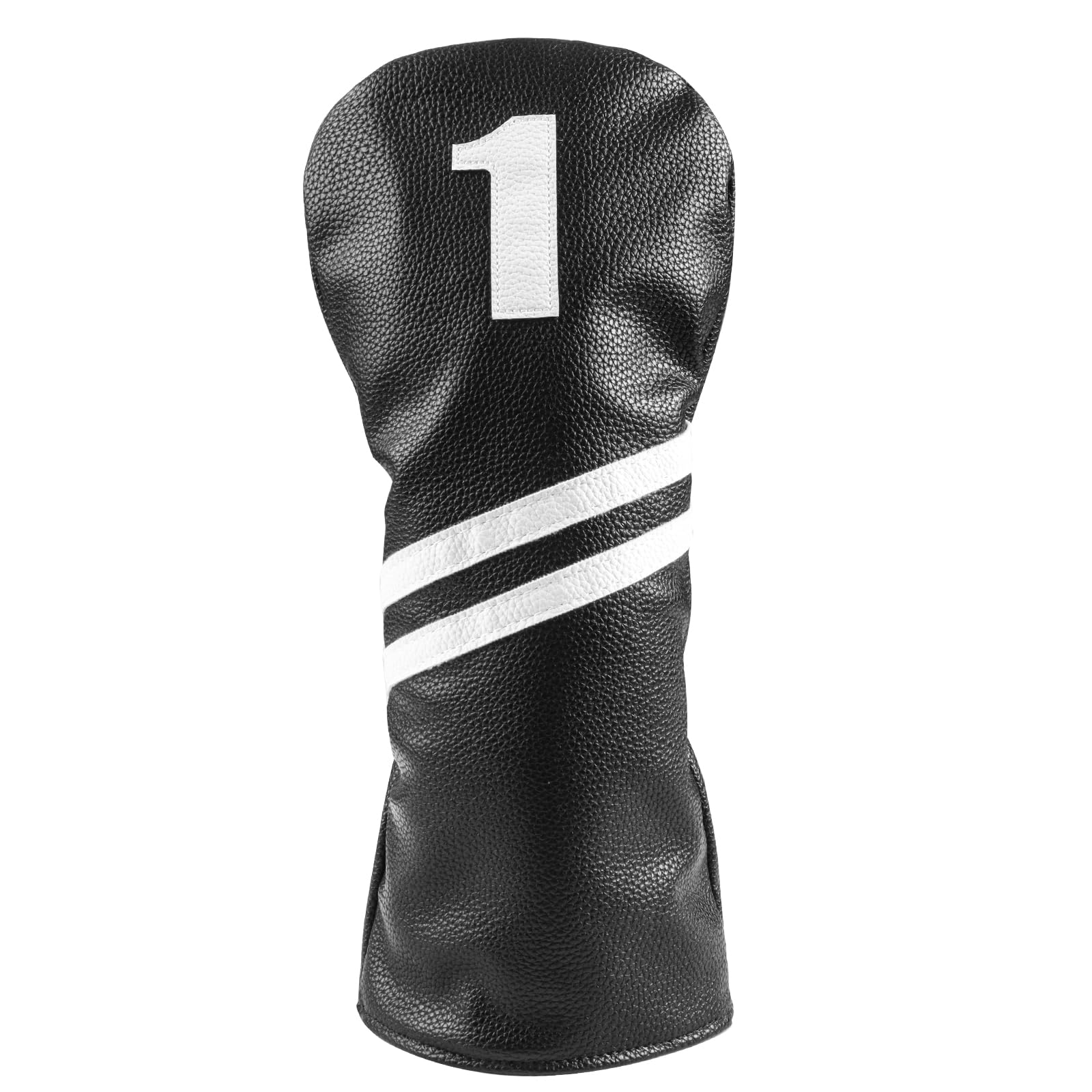 FINGER TEN Golf Club Head Covers Wood 1 3 or 4 Pcs for Driver Fairway Hybrid, PU Leather Covers with Printed Number & Elastic Band Snug Fit Most Clubs for Men Women (Black-1 Driver Cover)
