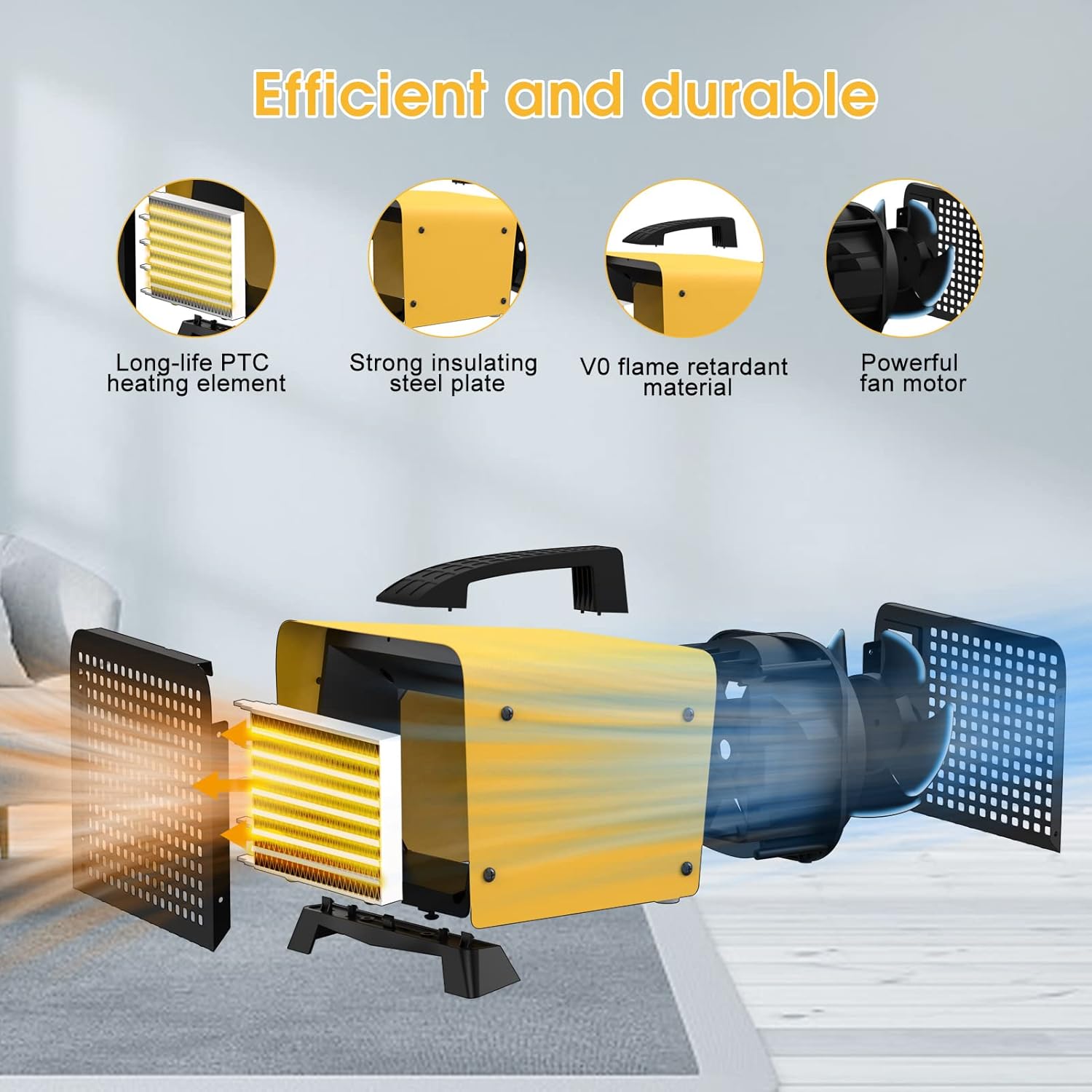 review Ballu Space Heater, 1500W Portable Indoor Heater, Ceramic Space Heater with Adjustable Thermostat Tip-Over Overheat Protection, Energy Efficient Heater for Bedroom Garage Office Gym