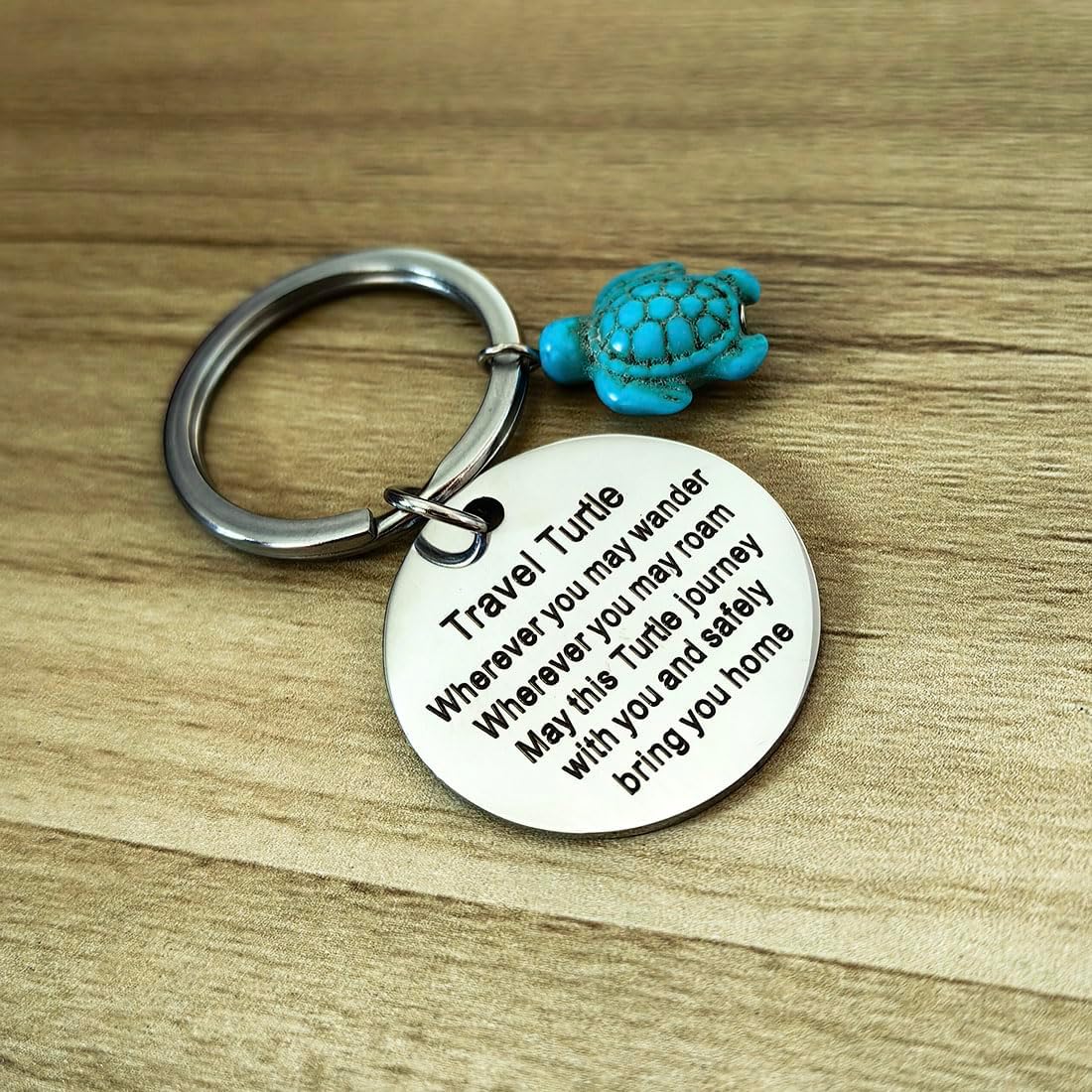 Meimimix Travel Turtle Keychain Wherever You May Wander Good Luck