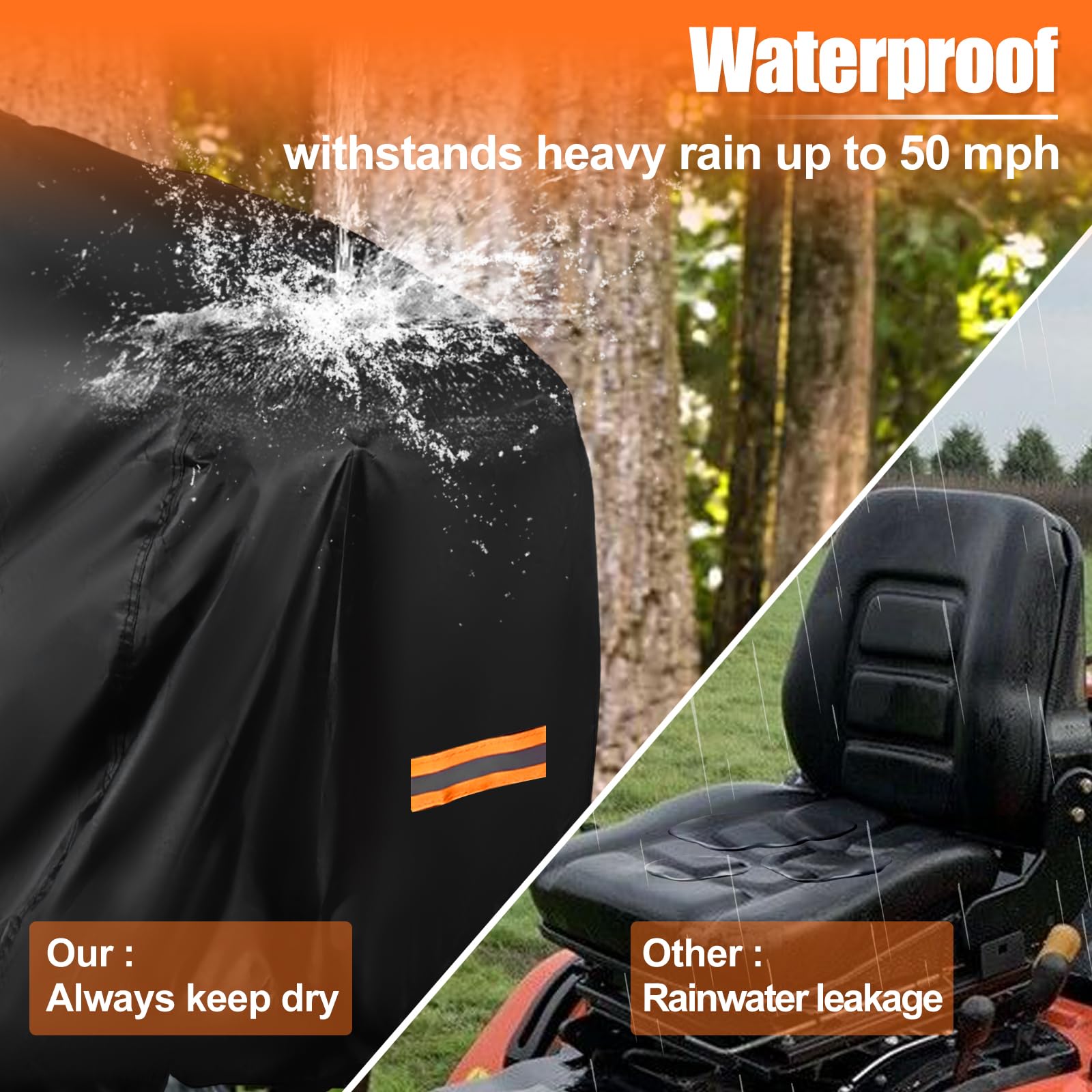 Copertura Tosaerba Impermeabile 183x137x116 Cm - Oxford 420D, Con Nastro Riflettente E Fibbie - Foto 8