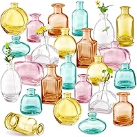 Vista 9 de Juego de 12 jarrones de cristal transparente negro, pequeños jarrones para centro de mesa, jarrones modernos a granel, mini jarrón de vidrio