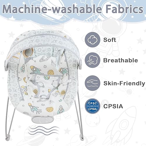 Miniatura 4 de Bouncer para bebés, asiento hinchable para bebés con música y vibraciones, balancín portátil para recién nacidos, uso en interiores y exteriores, de