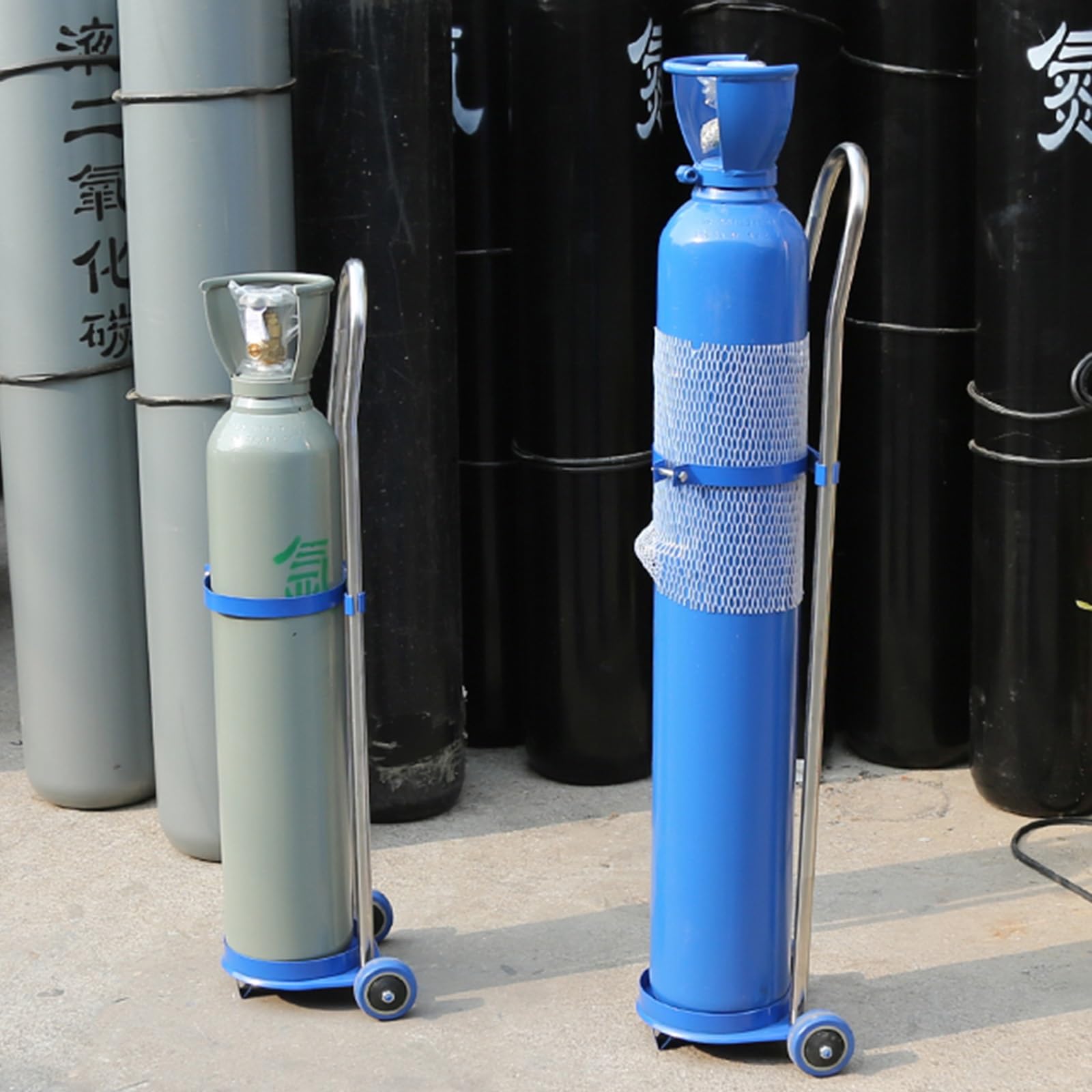Carro cilíndrico de gas para botellas de 10 a 20 litros, carrito portátil con ruedas y asa para tanques de propano y argón, transporte y almacenamiento