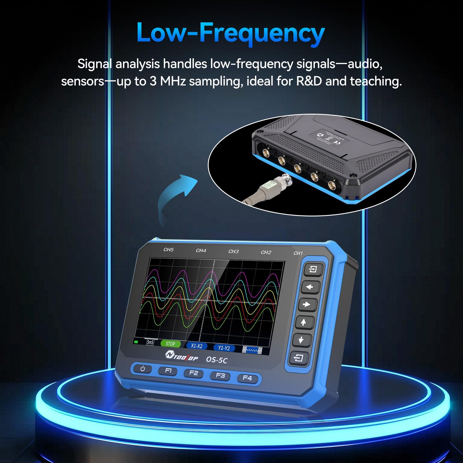 Tragbares Oszilloskop mit WIFI: Handheld Oscilloscope Zusatzsonde, 5 Kanal Digitaloszilloskop für Elektronik, KFZ und Multimeter Anwendungen Portable Handheld Five Channel Oscilloscope