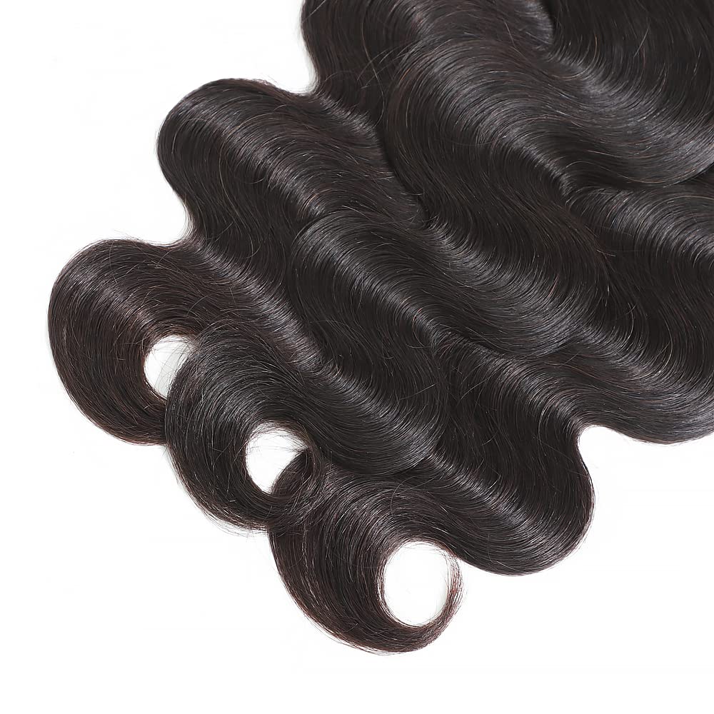 BilltiiWW Color 1B Body Wave Human Hair Bundles #1B Body Wave Bundles Double Weft Brazilian Human Hair Soft and Silky for Black Women 10 10 10 Inch