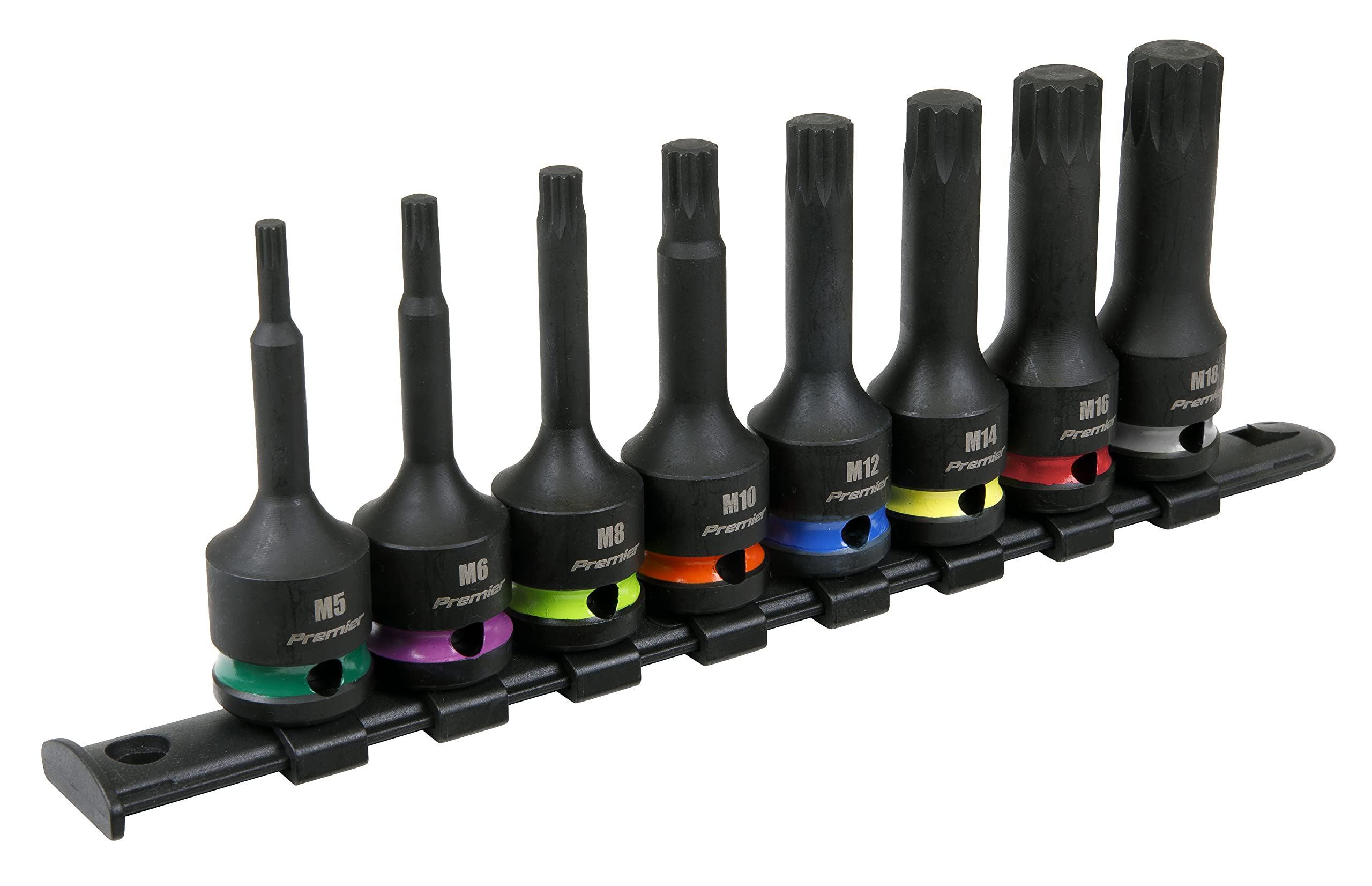 Sealey Spline Impact Socket Bit Set 8pc 1/2""Sq Drive AK56004