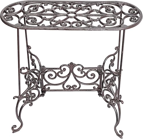 Miniatura 8 de Sungmor - Soporte de hierro fundido resistente para plantas en maceta, estante de metal de 19.3 pulgadas de 1 nivel, soporte decorativo para macetas