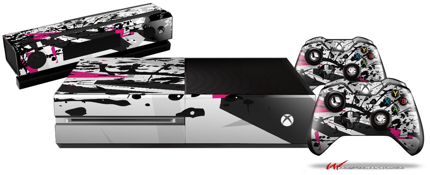 Baja 0018 Fuchsia Hot Pink - Holiday Bundle WraptorSkinz Decal Style Vinyl Skin Wrap compatible with XBOX One Original Console, Kinect and 2 Controllers (GAMING SYSTEM NOT INCLUDED)