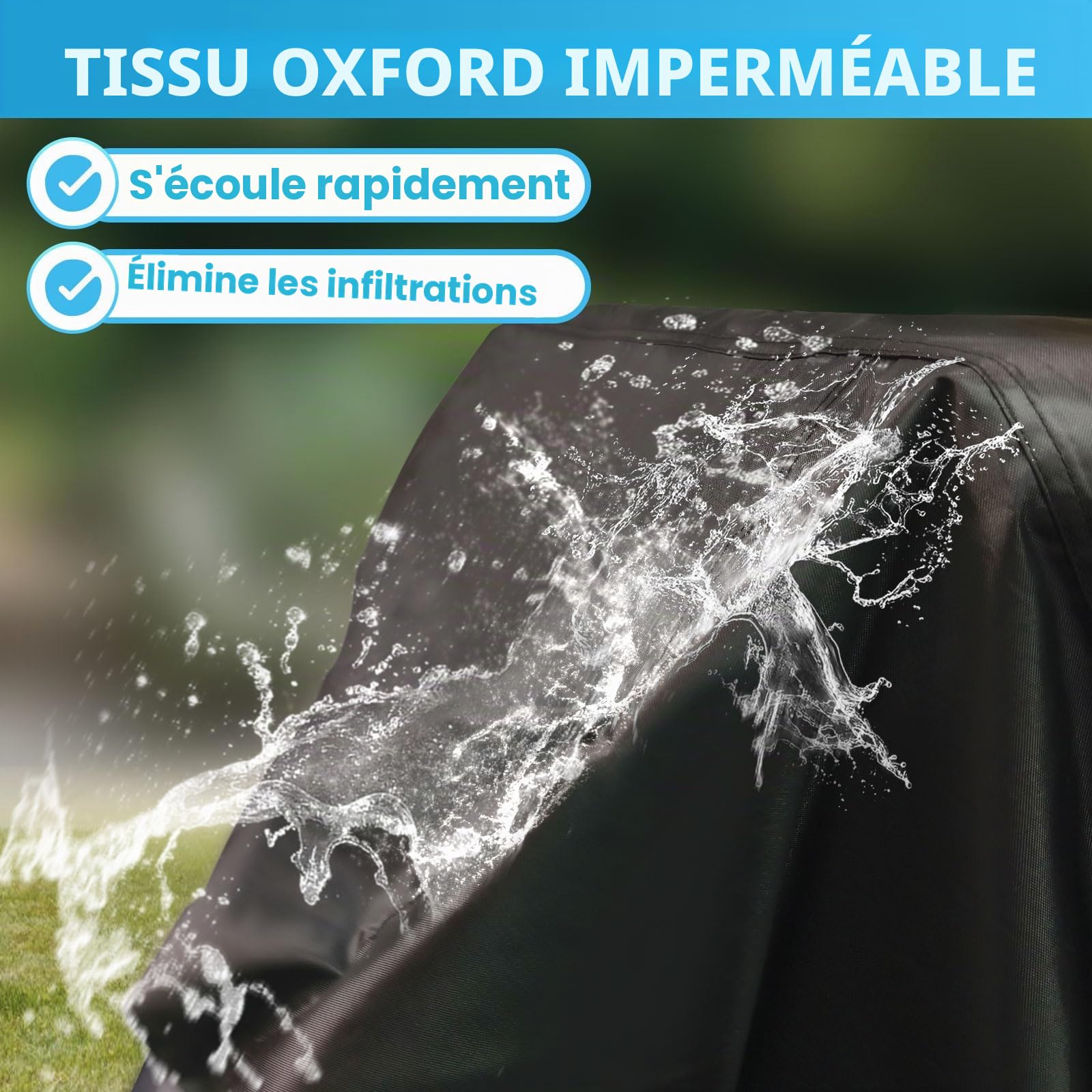 Velway Housse Salon de Jardin Imperméable: Housse de Table Jardin Rectangulaire avec Bande Réfléchissante 600D Oxford Coupe-vent Couverture de Protection Meubles Bâche pour Table - Noir 242x162x71cm