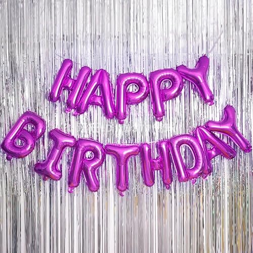 Happy Birthday Balloons Banner Letter Party Decorations ，16 Inch 3D Party Supplies，Inflatable Party Decor And Event For Kids And Adults (Purple) #TOP1