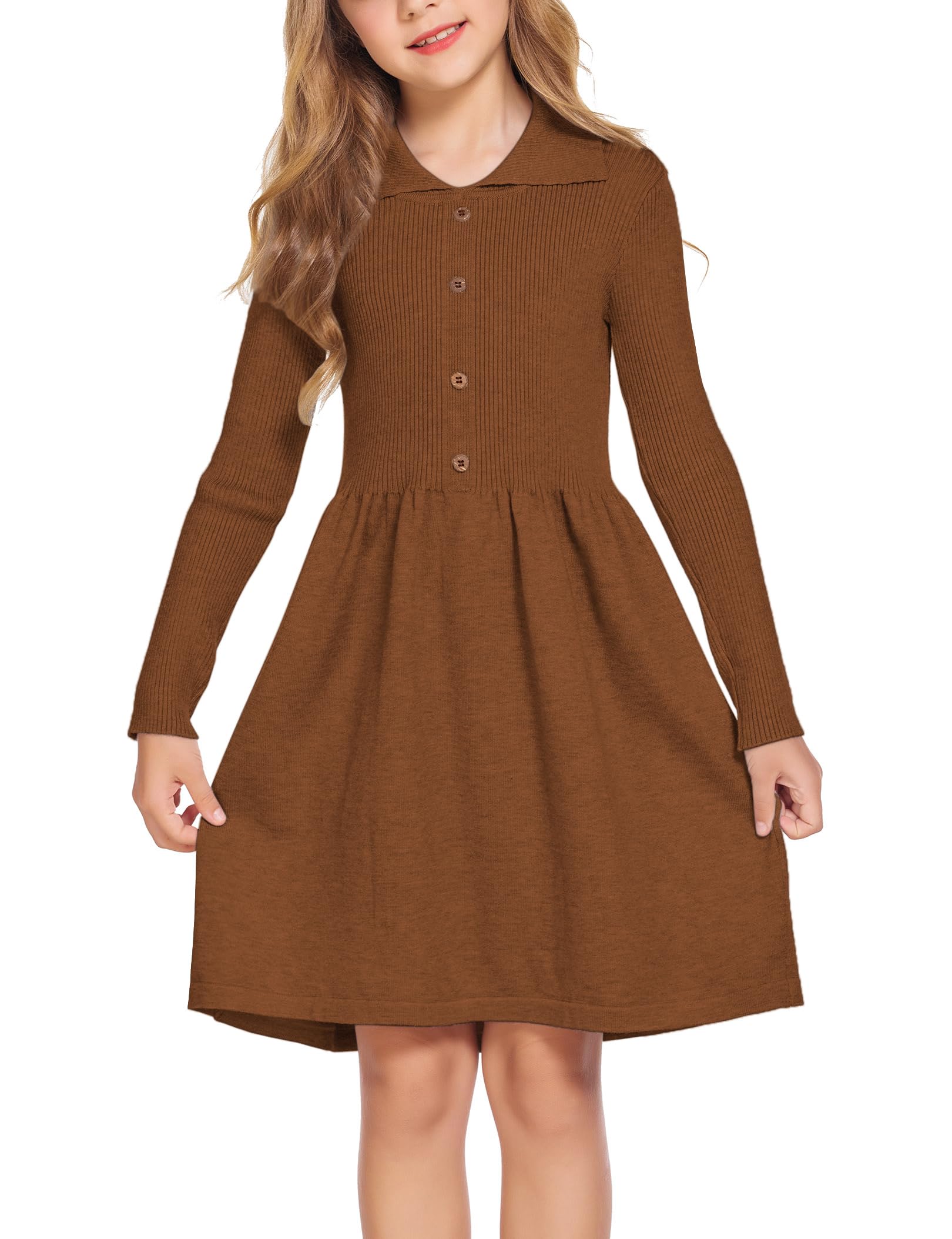Vestido de punto para niña ideal para eventos navideños y sesiones de fotos en invierno 7