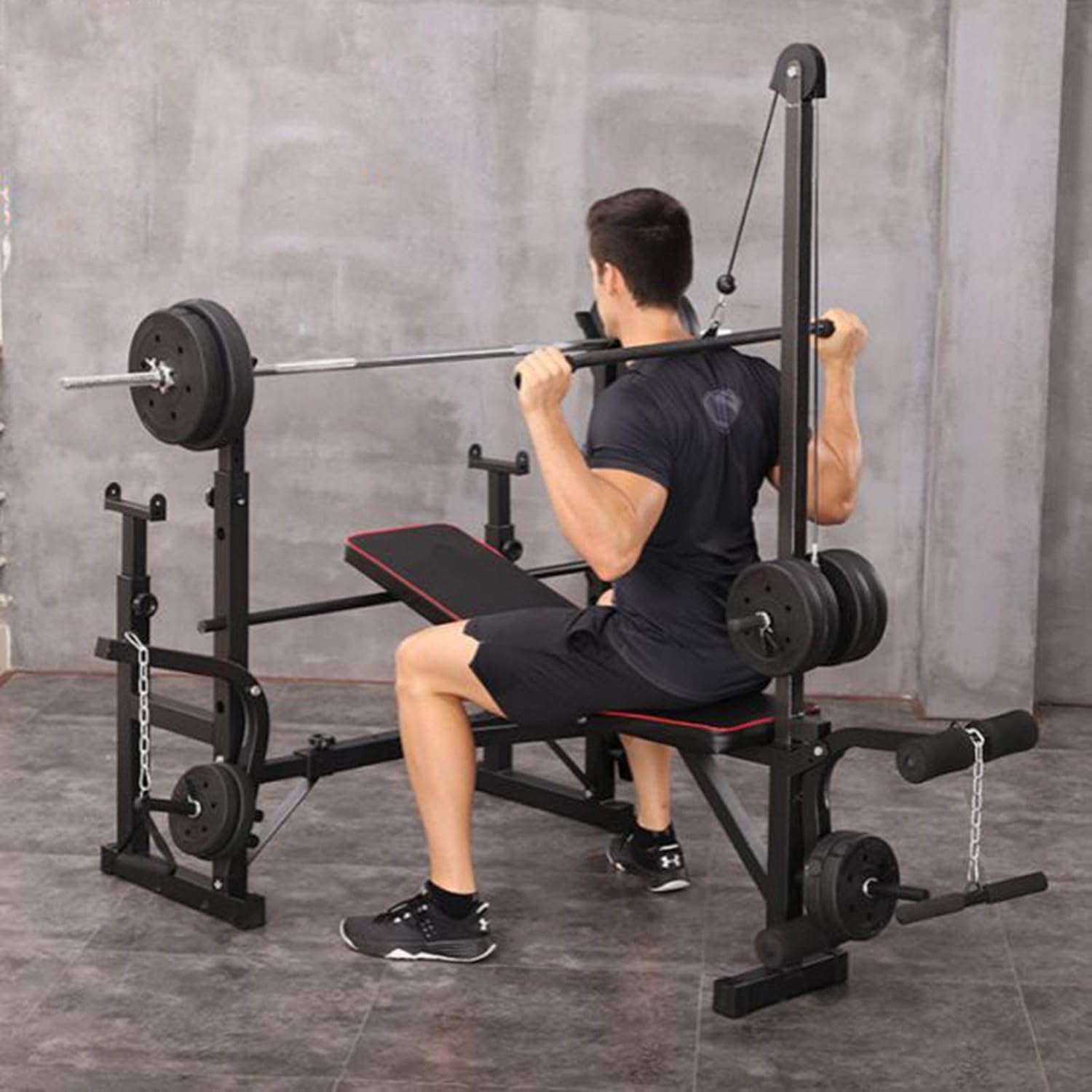 Olympic Bench Set, Bench Press for Full Body Workout & Home Gym Exercise, Fitness Machine Bench Strength Weights Equipment Without Barbell