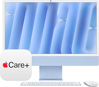 Apple 2024 iMac All-in-One Desktop Computer with M4 chip with 8-core CPU, 8-core GPU Built for Apple Intelligence, 16GB Unified Memory, 256GB SSD Storage; Blue with AppleCare+ 3 Years