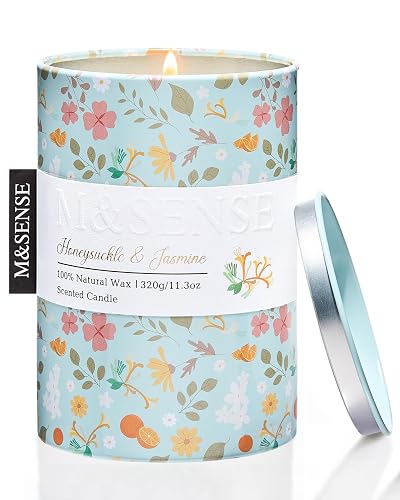 M&SENSE Spring Soy Candle, Honeysuckle Jasmine Scented, 11.3 oz
