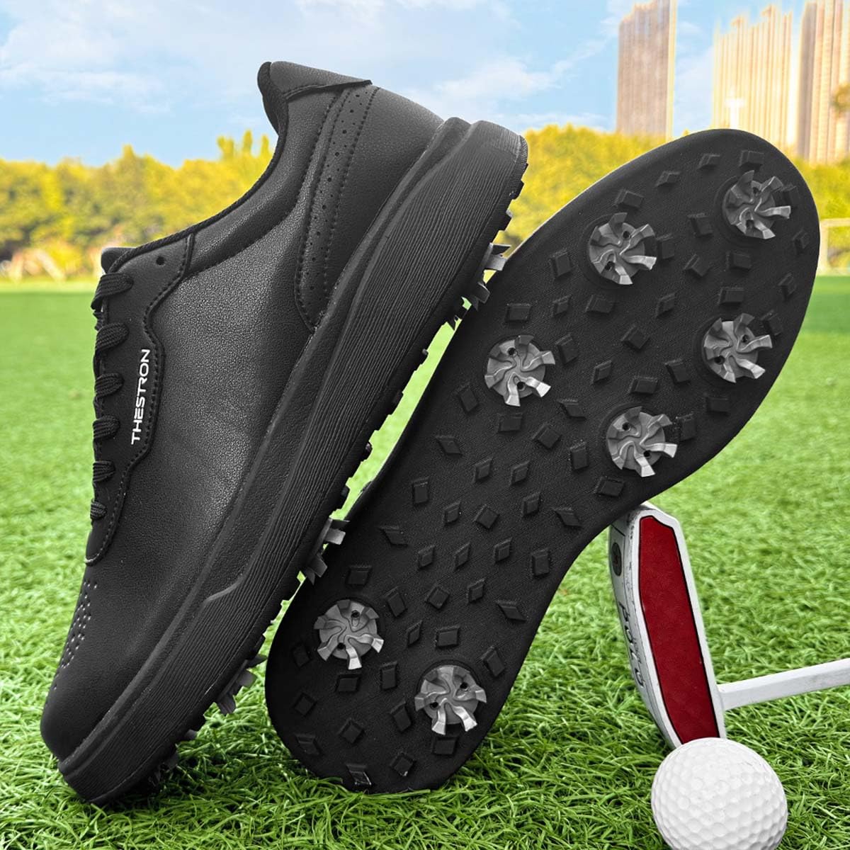 Scarpe da Golf da Uomo Professionali Antiscivolo | Scarpe da golf leggere e traspiranti, con supporto plantare, facili da indossare e comode, impermeabili
