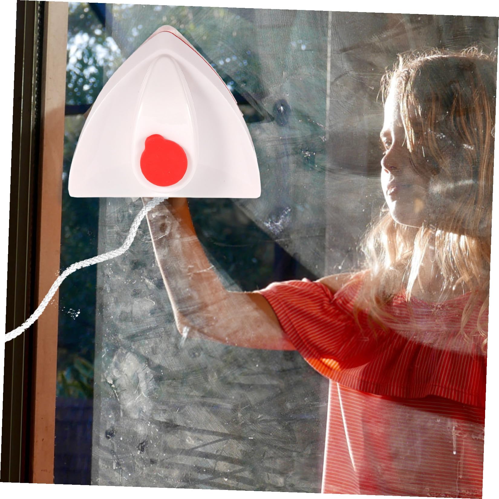 PLAFOPE Limpiacristales Magnético de Doble Cara para Ventanas, Accesorio Triangular de Abs Imán Fuerte, Seguro y Conveniente para Limpieza Hogar