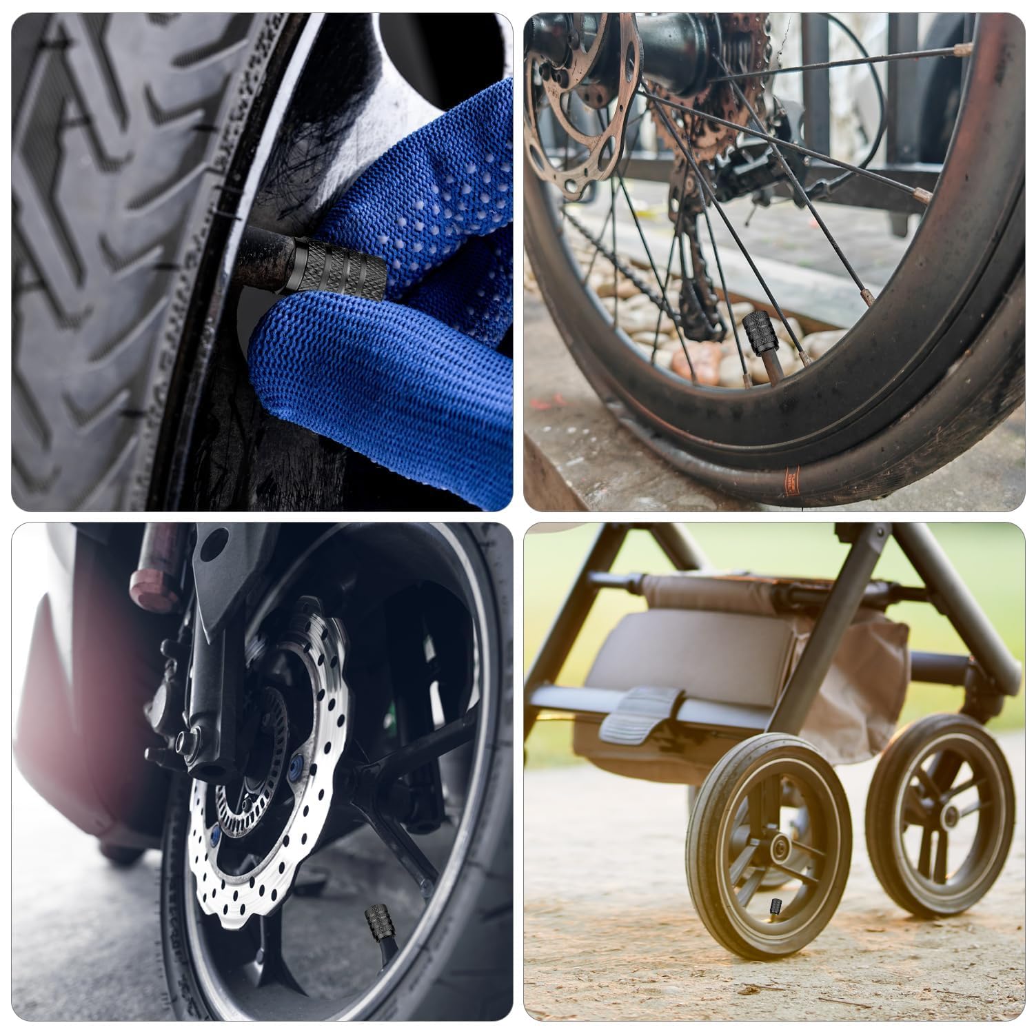Marcraft Tappi antipolvere per valvole in alluminio, resistenti alla corrosione, per pneumatici (viola), confezione da 4, universali, per auto, SUV, biciclette, moto, camion, inserti in plastica, da