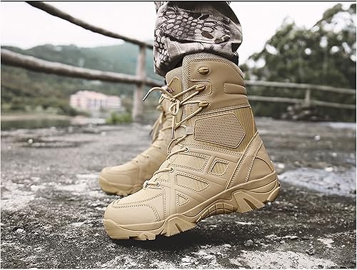 Miniatura 7 de Botas tácticas impermeables para hombre, botas militares de trabajo para el desierto, combate militar, botas de combate para senderismo