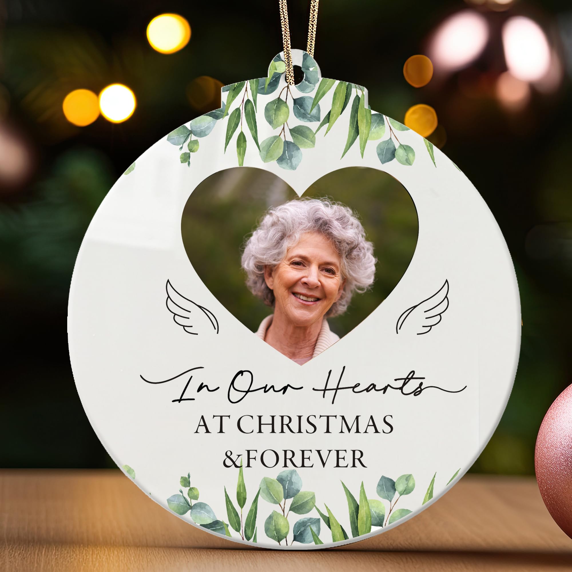 Personalised Memorial Christmas Bauble Custom Christmas Tree Decorations In Loving Memory Christmas Ornaments Baubles for Xmas Tree Xmas Memorial Gifts for Your Loved Ones (Design 3, Round)