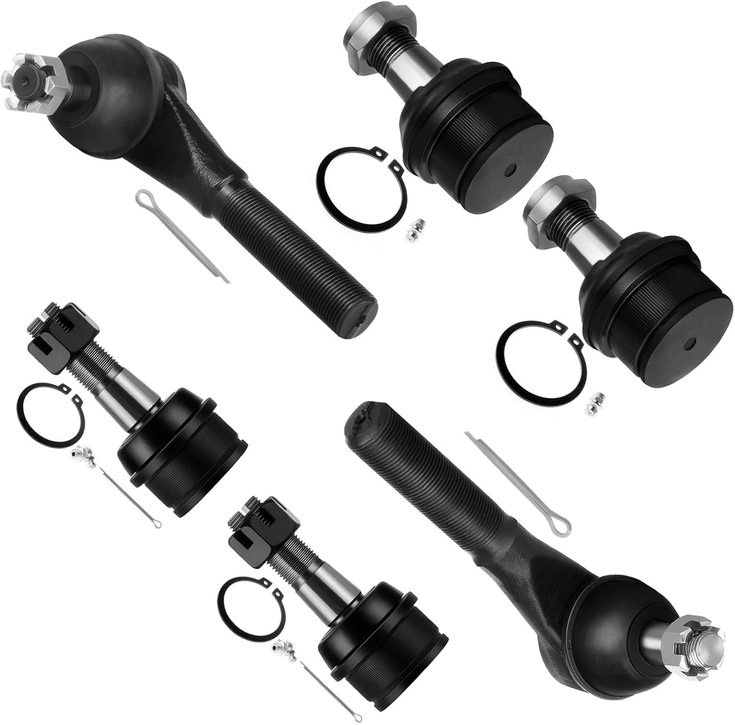 SCITOO 6pcs Front Suspension Kit Lower Upper Ball Joints Outer Tie Rod Ends Fit 1980-1996 for Ford for F-150 4WD for Ford Bronco All Model