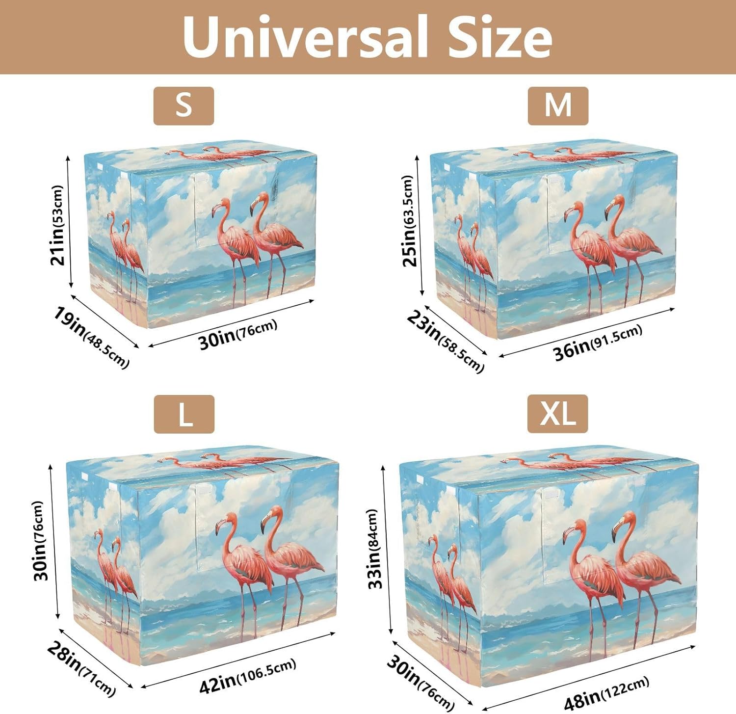 Pink Flamingos Beach Dog Crate Cover Roll-up Sides, Crate Cover for Pet Owners, X-Large
