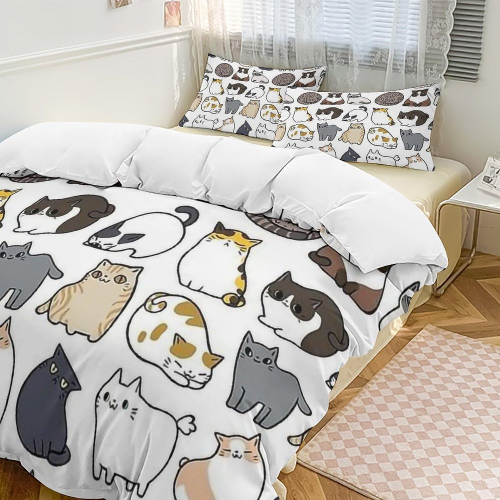 Amazon｜3点セット 面白い 猫柄 ネコ 布団カバー 掛け布団カバー 枕