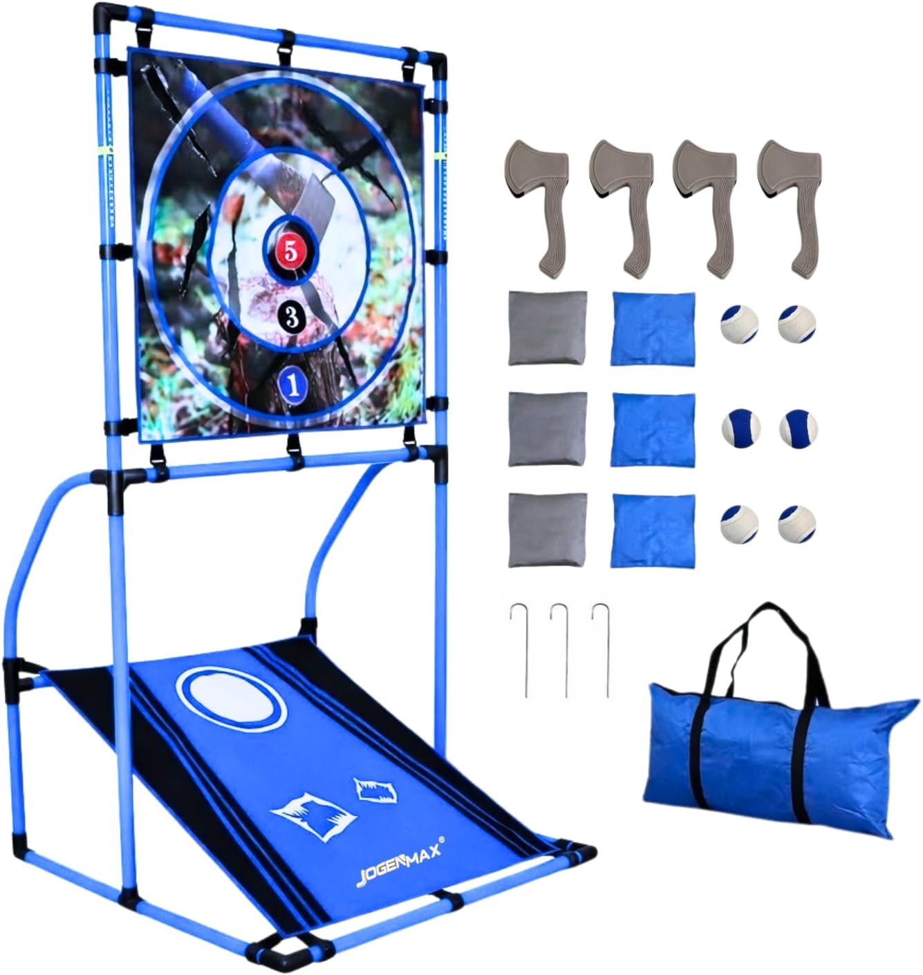 3-in-1 Indoor/Outdoor Portable Games for Family, Axe Throwing Game Set for Adults, sweetspot Baseball Strike Zone Target, Ball strikezone Field, Bean Bag toss Games, Travel Cornhole Board