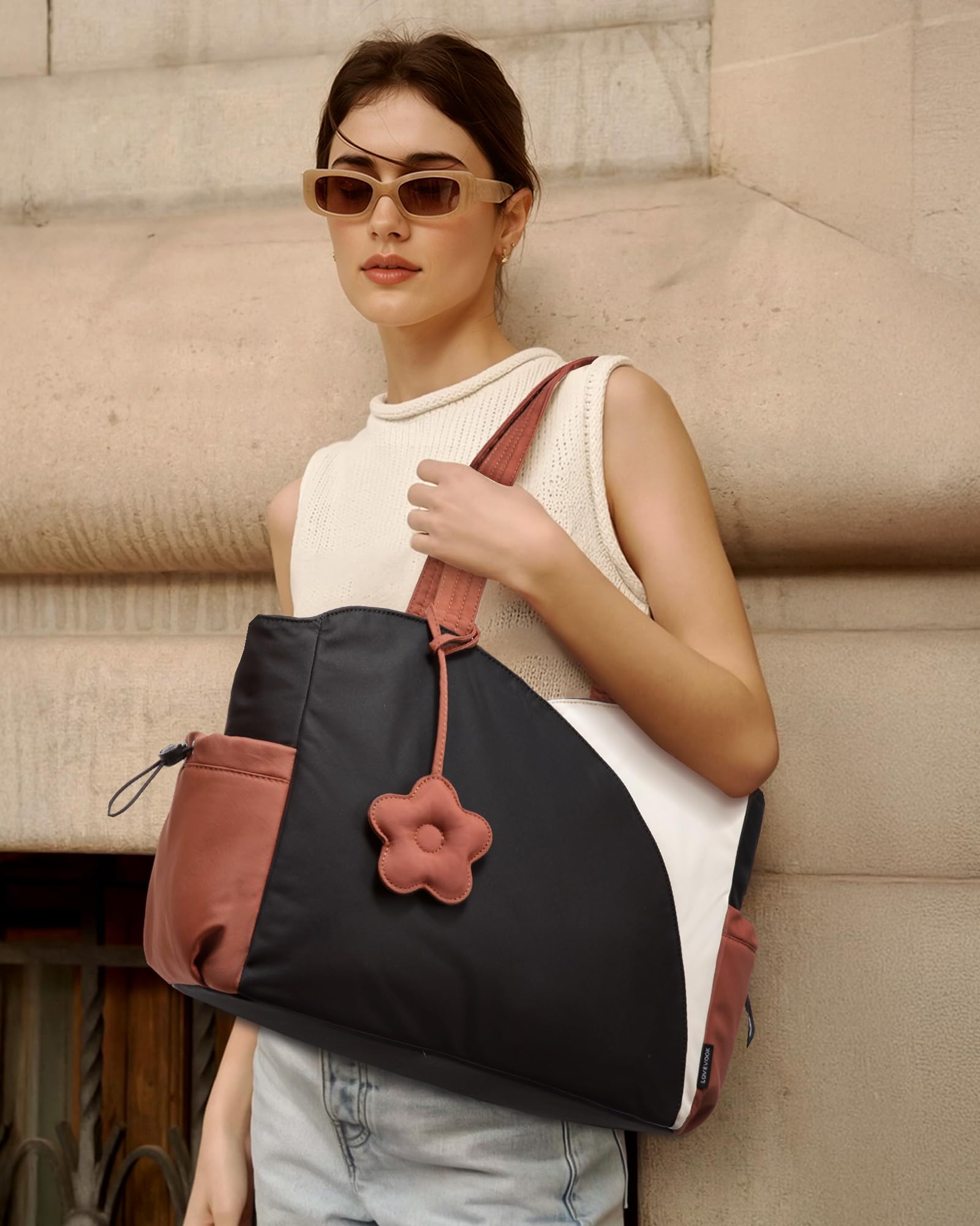 Bolsa de mano para mujer, bolsas de trabajo acolchadas con cremallera para viajes diarios a la universidad, bolsas de mano para profesores y enfermeras con funda para laptop 2