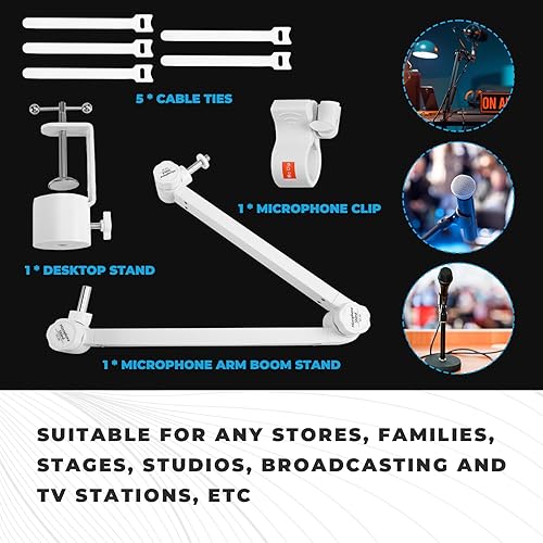 Miniatura 2 de for Studio and Live Performance Compatible Microphone Arm Boom Adjustable Suspension Boom with Desk Clamp