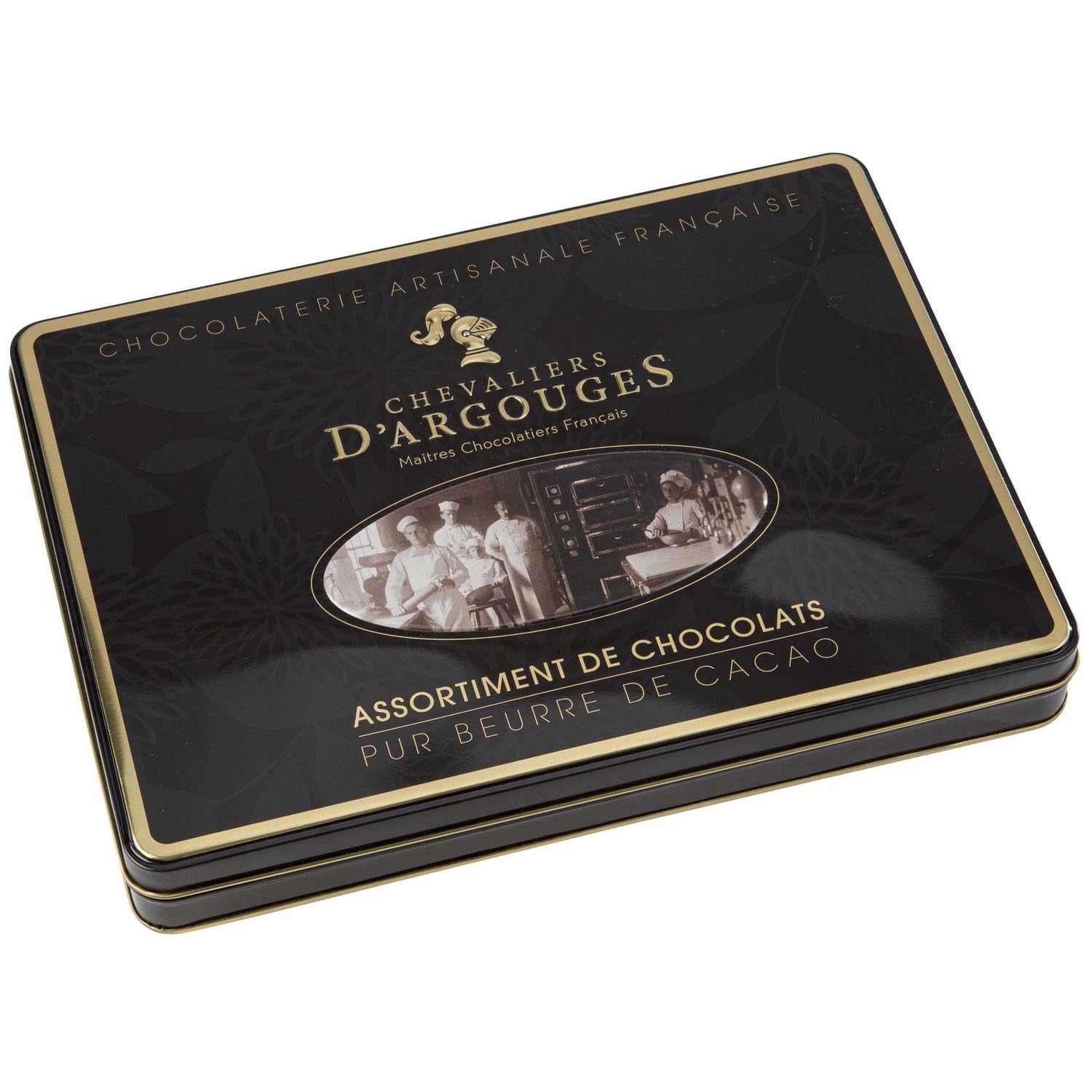 Chevaliers d'Argouges - Assortiment de Chocolats Lait, Noir 70% et Blanc aux Noisettes et Amandes - la boite de 300g - Le Lot De 3