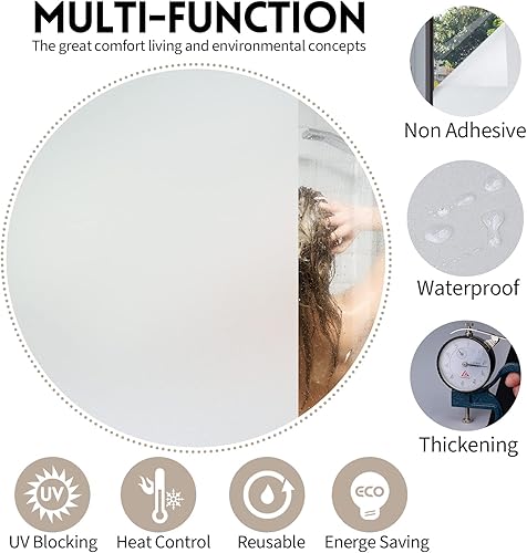 Miniatura 3 de Kespen - Película esmerilada de privacidad para ventana, control de calor, bloqueo solar UV, calcomanías de vidrio de adherencia estática, no
