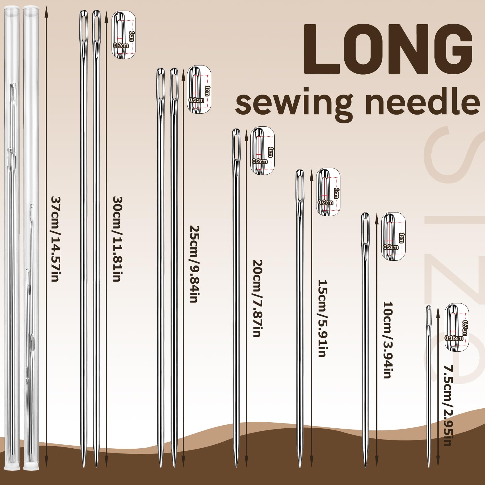 Snapklik.com : 6 Sizes Upholstery Needles For Hand Sewing Needles, 3" 4