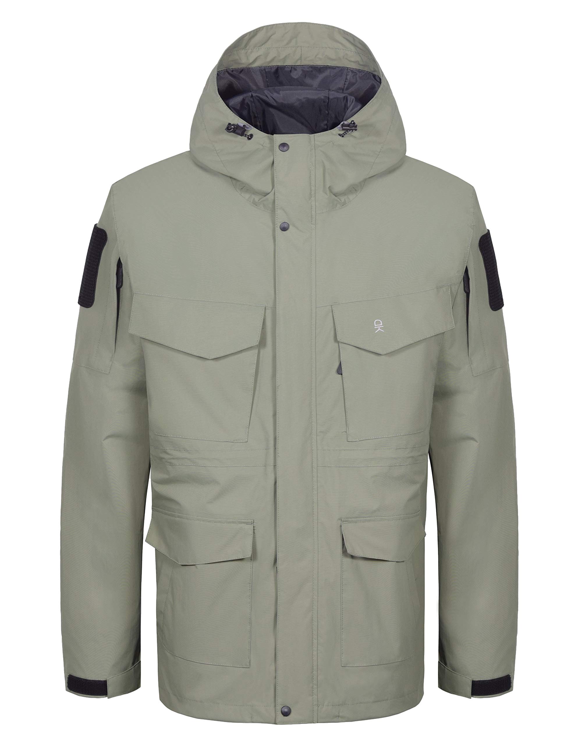 Little Donkey AndyLittle Donkey Andy Men s Waterproof Tactical Jacket Multi-Pocket Lightweight Windproof Outdoor Work Rain Coat Small green