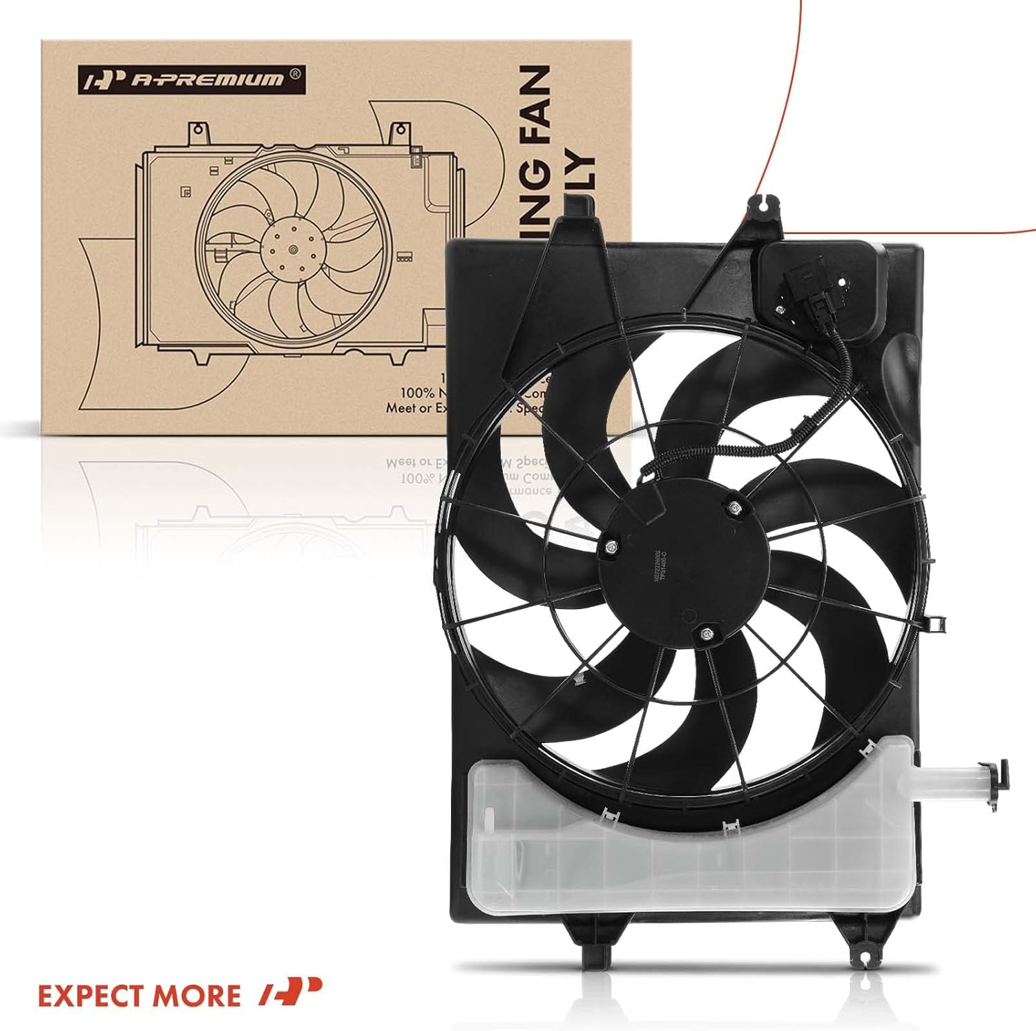 A-Premium Engine Radiator Cooling Fan Assembly Compatible with Select Kia & Hyundai Models - Soul 2020-2021, Seltos 2021-2022, Veloster 2019-2021 - Replace# 25380J3140