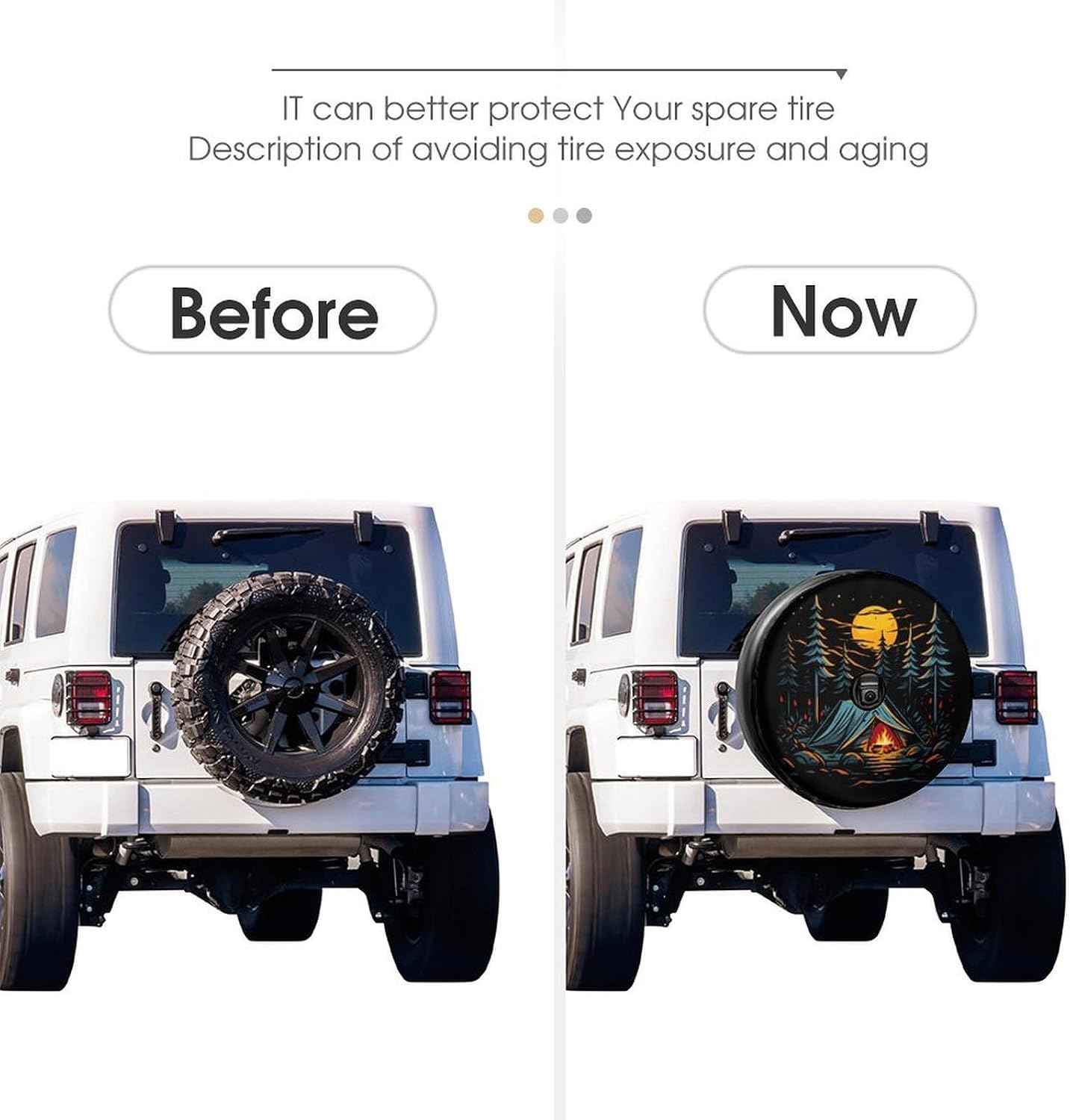 Delerain Camping Hiking Leather Spare Tire Cover with Backup Camera Hole, Thickening Leather Wheel Covers for Wrangler JL 17 Inch