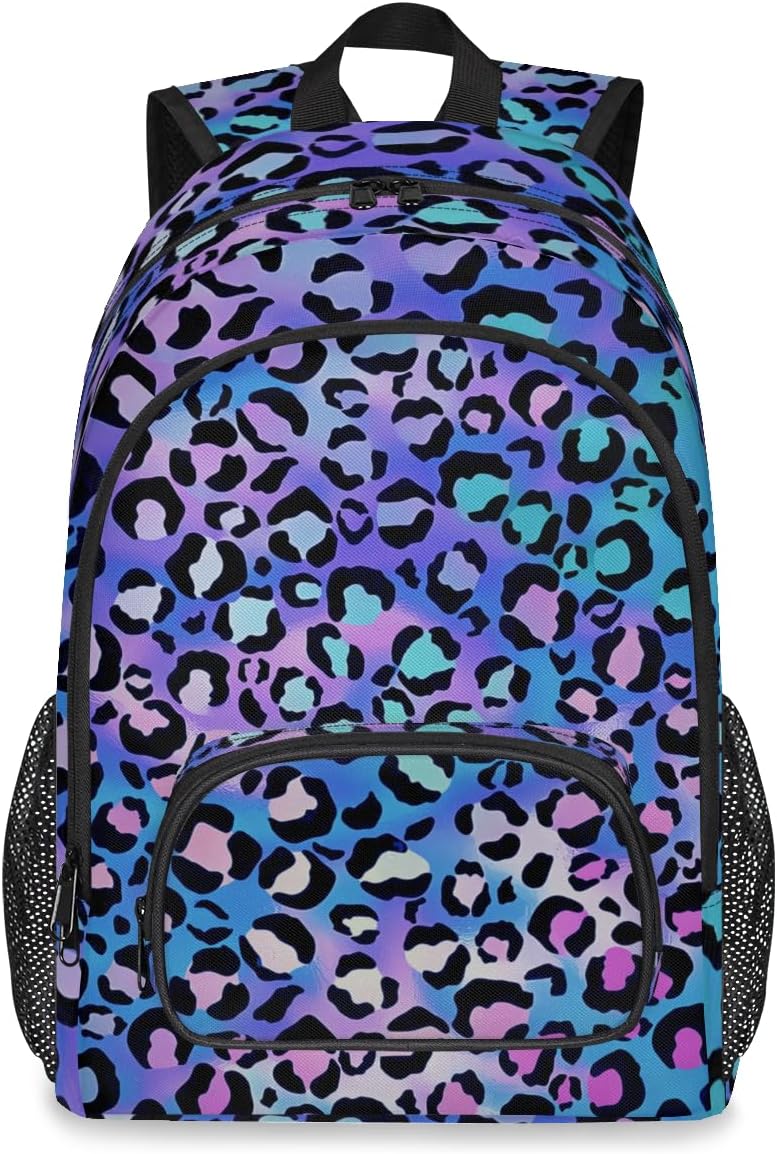 School Backpack Casual Bookbag with Multiple Pockets 18 inch Laptop Backpacks for Travel Hiking, Schoolbag for Students Girls Boys Women Men, Fashion Leopard Print