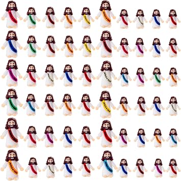 100 Pcs Little Jesus Figurines Bulk Multicolor,Jesus Loves You Figures and Mini Jesus Figurines to Hide and Seek,Religious Gifts for Easter Egg Stuffers and Christmas Stocking Stuffers
