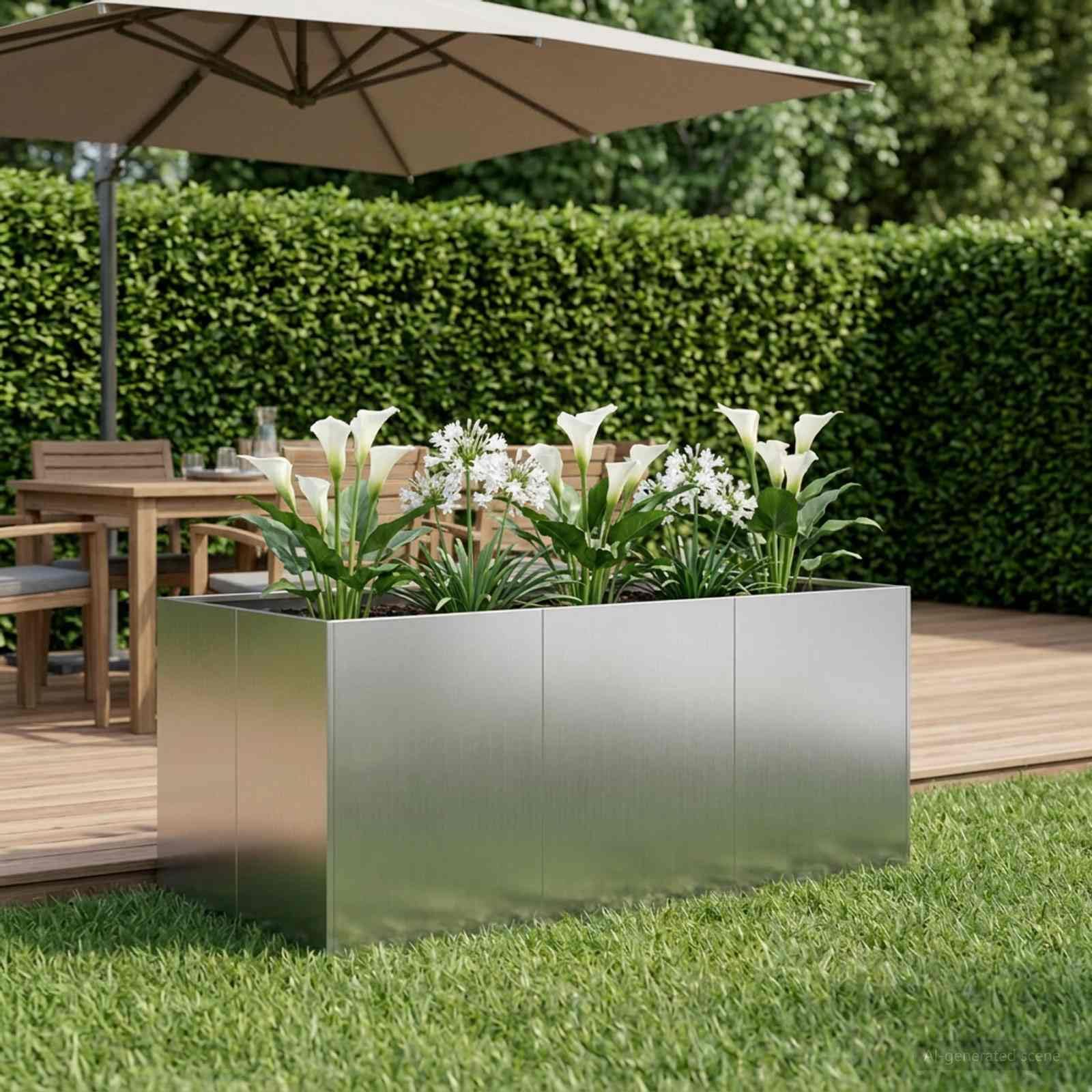Hochbeet Metall Silber 120x80x60 cm Garten Pflanzkübel