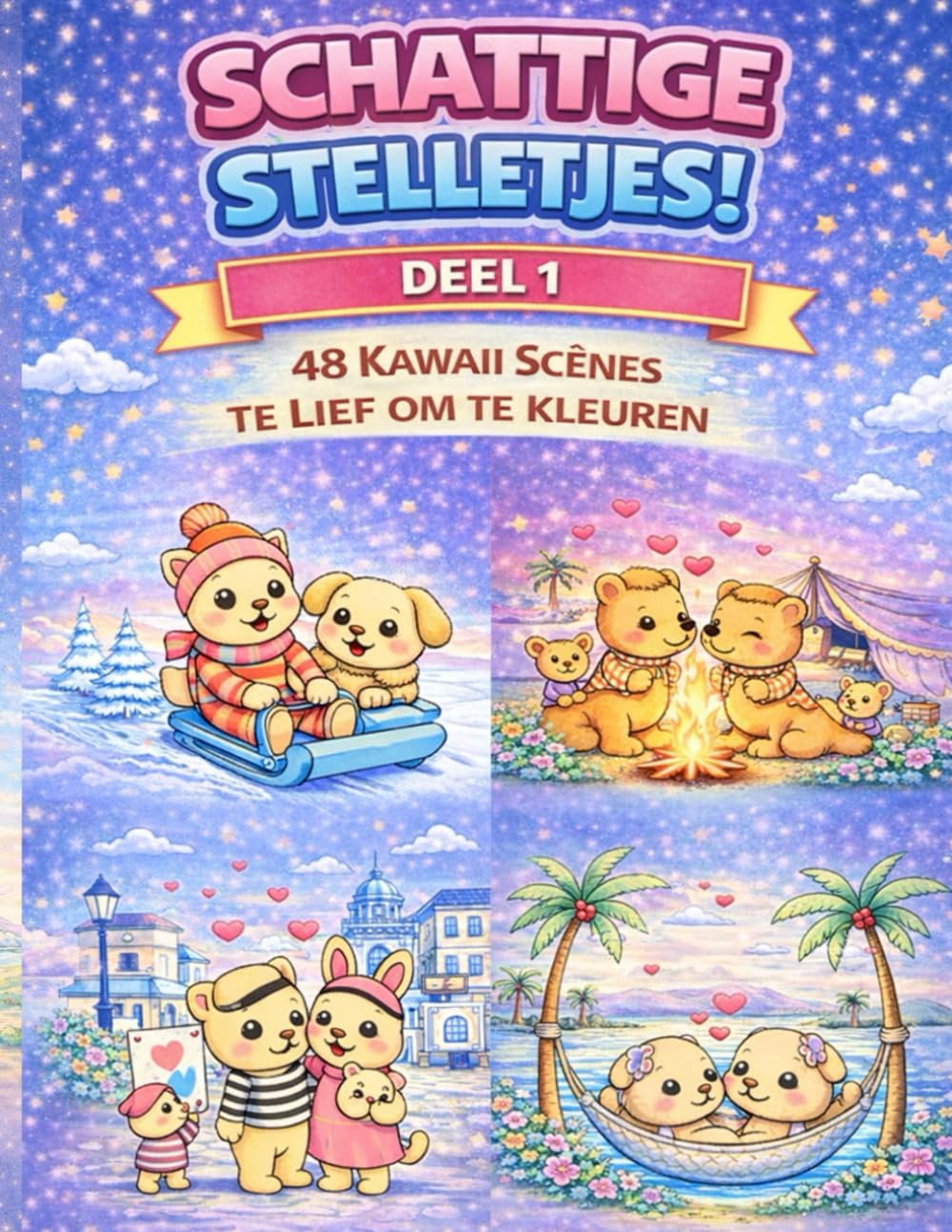 Schattige Stelletjes! – Deel 1: 48 Kawaii Scènes te Lief om te Kleuren