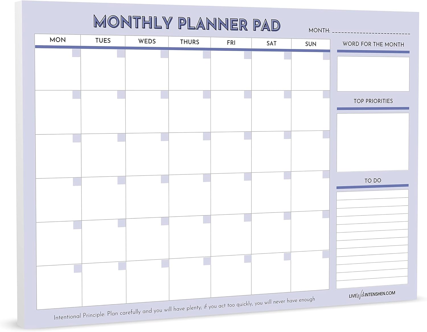 A4 Monthly Planner Pad 50 Tear Off Sheet Undated Calendar Planning